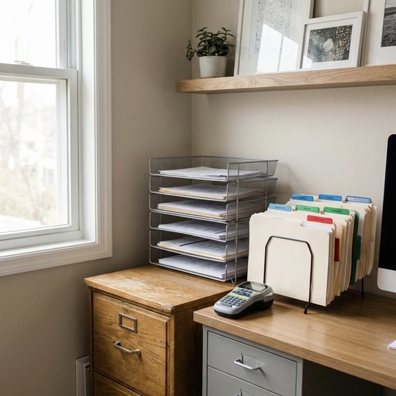 home office document sorting and file storage 2023